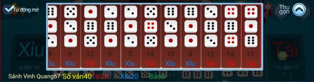 Sicbo Tài Xỉu CF68 cầu sicbo tài xỉu trong game CF68