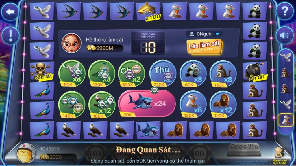 Quay Thú CF68 Giao diên chơi quay thú cf68