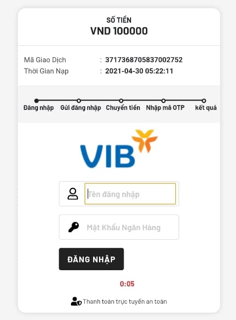 Hướng dẫn nạp tiền Cf68 nhanh chóng Đang nhập tài khoản ngân hàng của bạn để nạp tiền cf68 - i banking