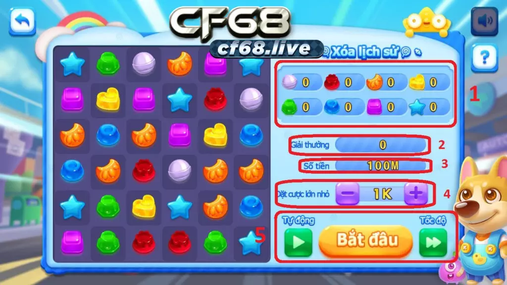 Luật chơi và mẹo chơi ăn tiền game xếp kẹo cf68 Mẹo chơi game xếp kẹo cf68