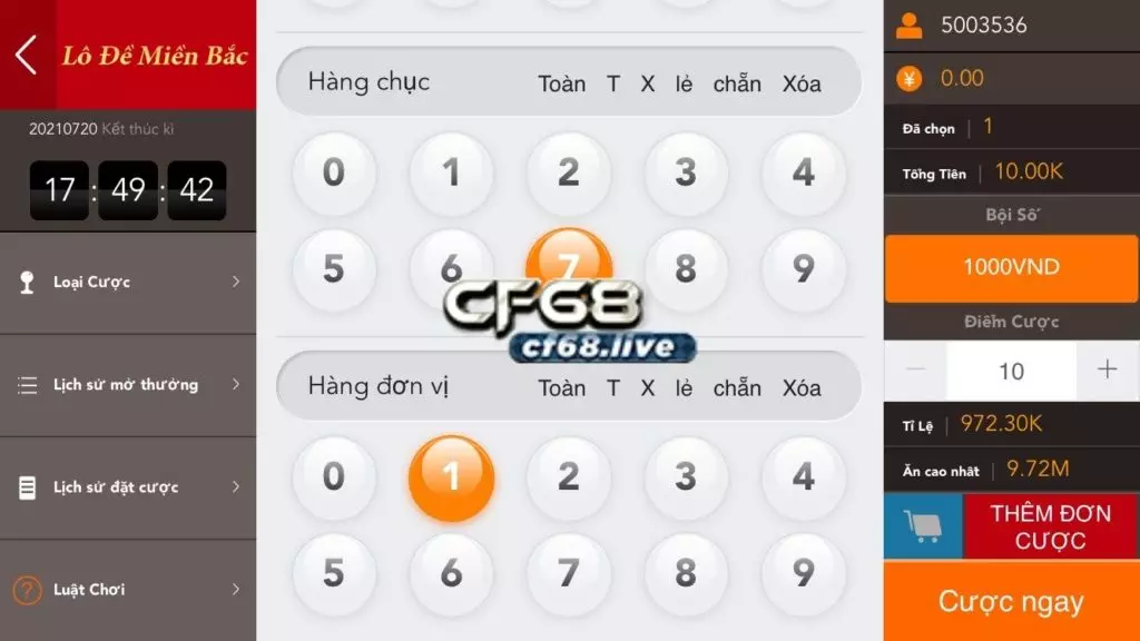 Ba càng cf68 club có dễ trúng? Giao diện ba càng cf68