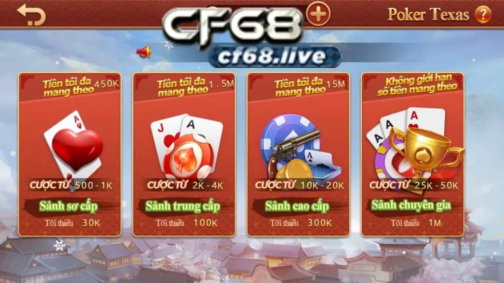 Mẹo chơi Poker Texas cf68 club áp dụng thành công 100% Sảnh chơi Poker texas cf68 club