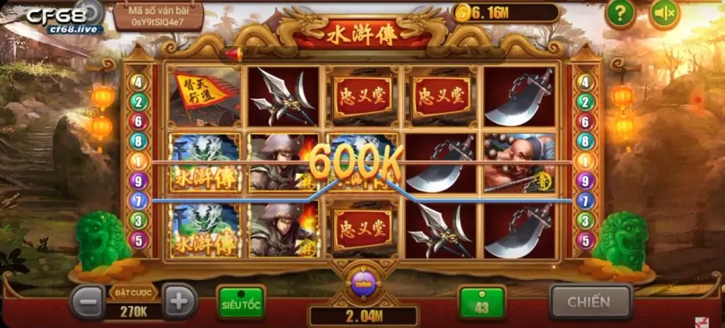 Mẹo chơi game Thủy Hử cf68 bách chiến bách thắng Giao diện game thủy hử cf68