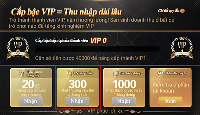 Khuyến mãi hàng tuần - Lộc hàng tuần cho Cf68 Lộc hàng tuần là quyền lợi mà người chơi VIP được nhận