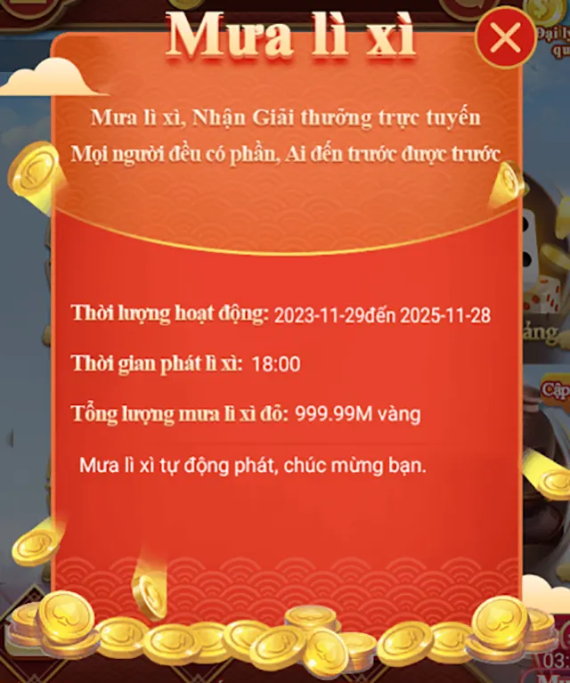 Mưa lì xì CF68 Giao diện bao lì xì của nhà cái CF68.DEV