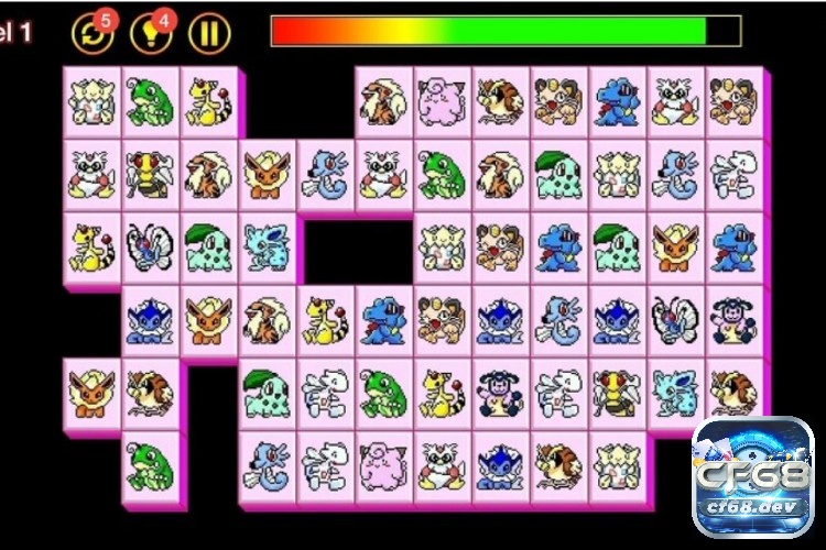 Trong game Pikachu PC thanh thời gian nhiều màu ở trên sẽ dần hết đi nhưng anh em hãy thật bình tĩnh